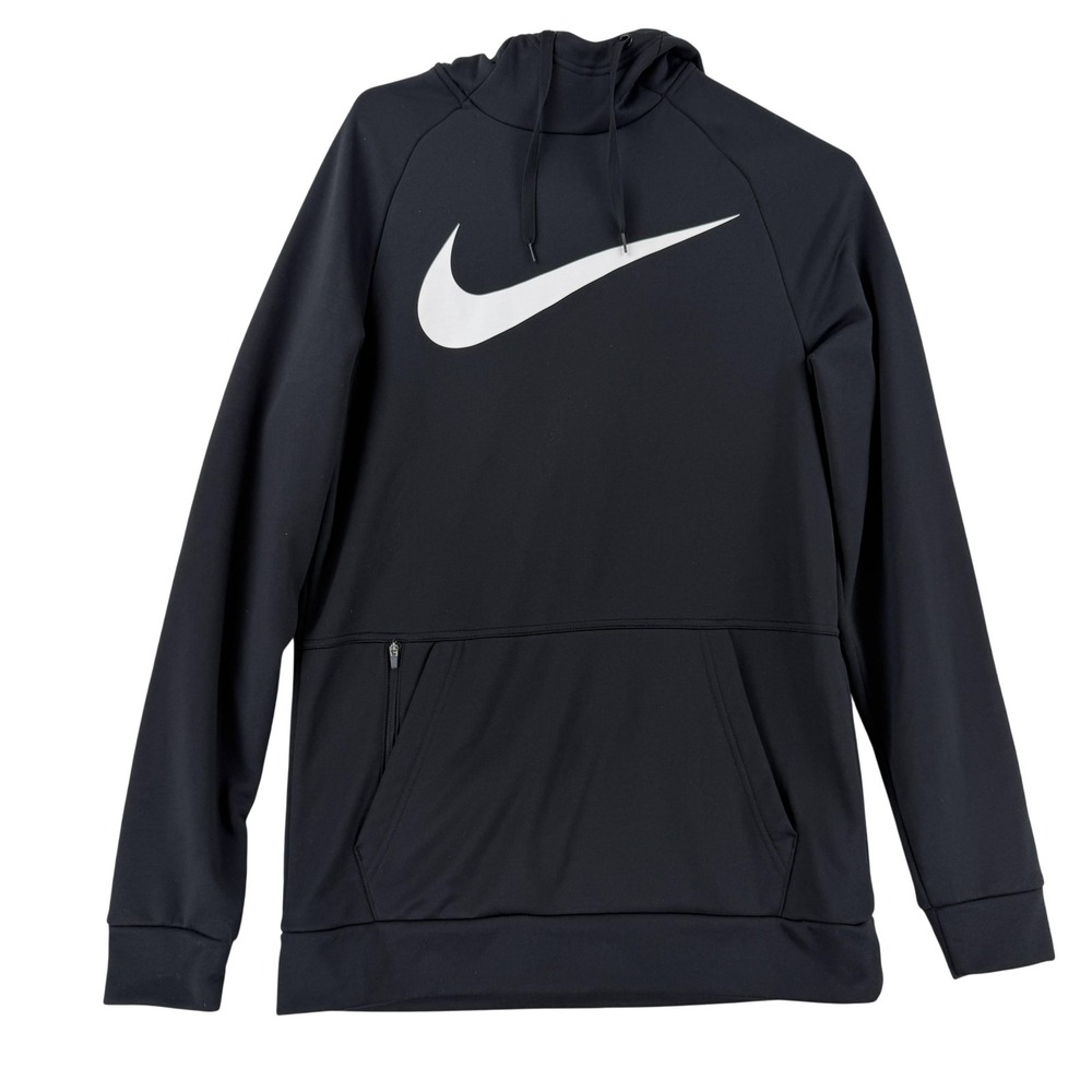 Nike Therma-FIT Hoodie Mens Small Black Pullover Swoosh Sweatshirt CU6238-010